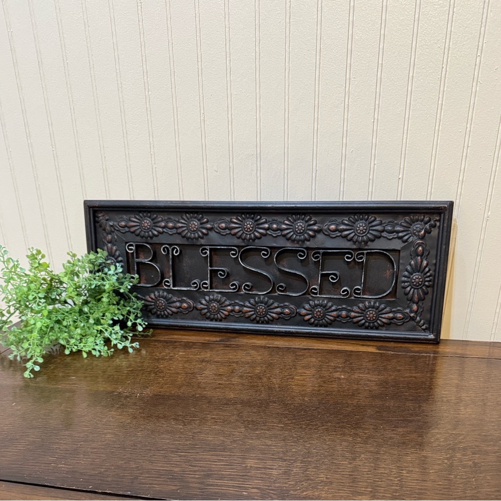 Blessed Wall Art Metal Vintage Primitive Cottagecore Farmhouse Floral